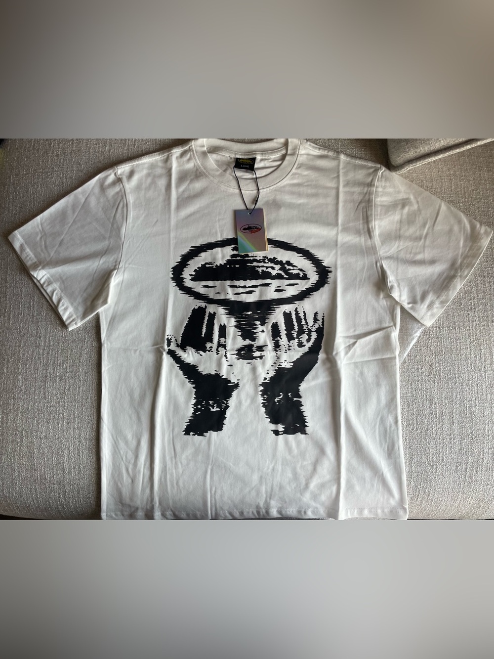 Corteiz CRTZ Vortex Hands Graphic T-Shirt White Men’s Large NWT
